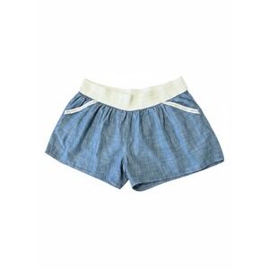 Just Be Womens 3X Blue Chambray Shorts Crochet Waist Lace Trim Cotton Plus Size